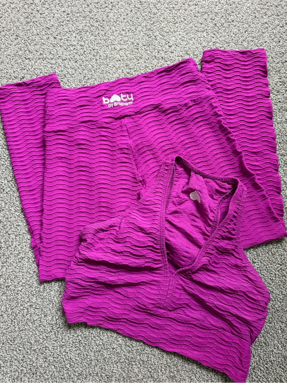 Booty by Brabants Magenta Textured Sports Bra & Leggings Set
